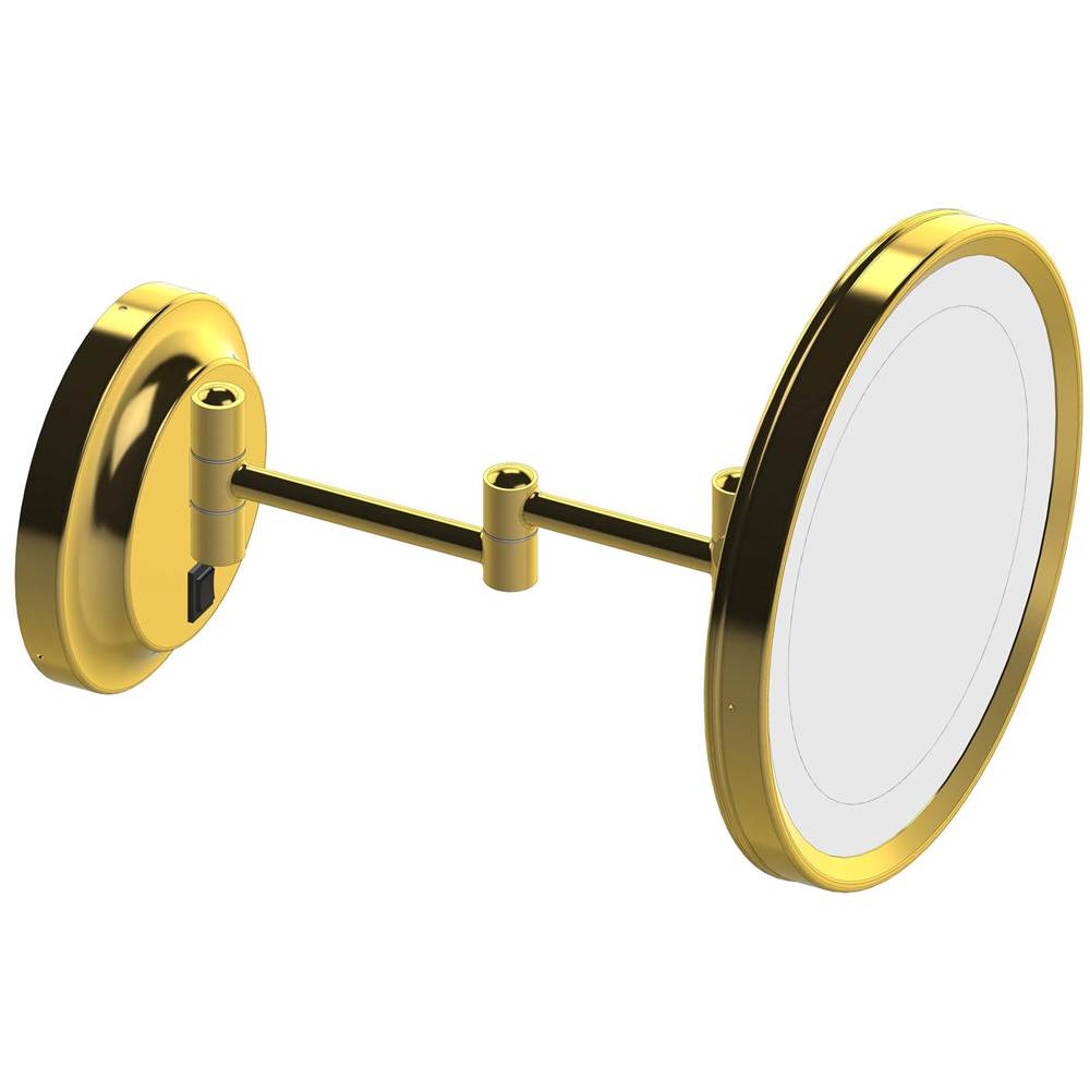 Aptations - Single-Sided LED Round Arm Wall Mirror - Hardwired - Brushed Brass