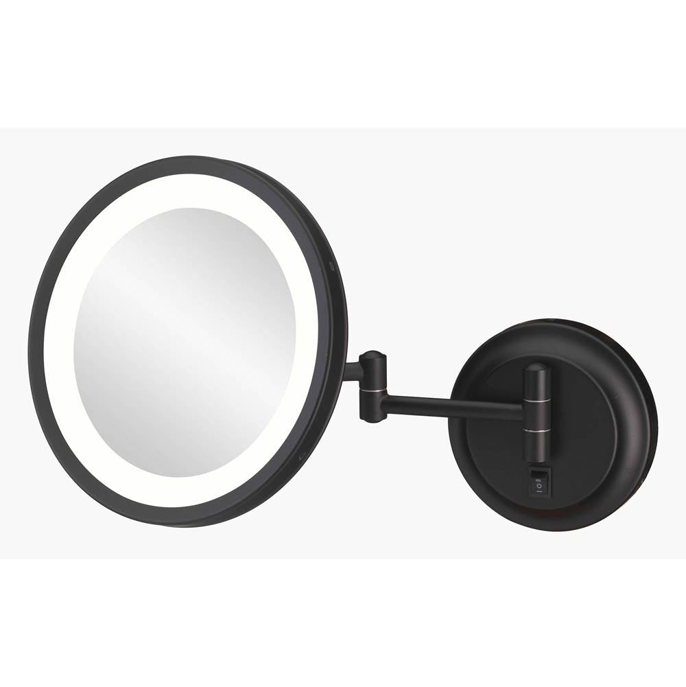 Aptations - Round Magnified Mirror With Switchable Light Color in Matte Black - Matte Black