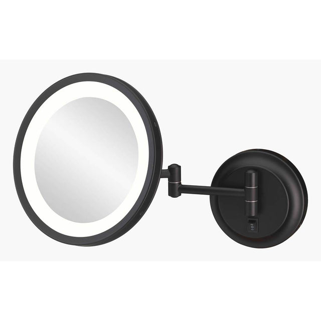 Aptations - Round Magnified Mirror With Switchable Light Color in Matte Black - Matte Black