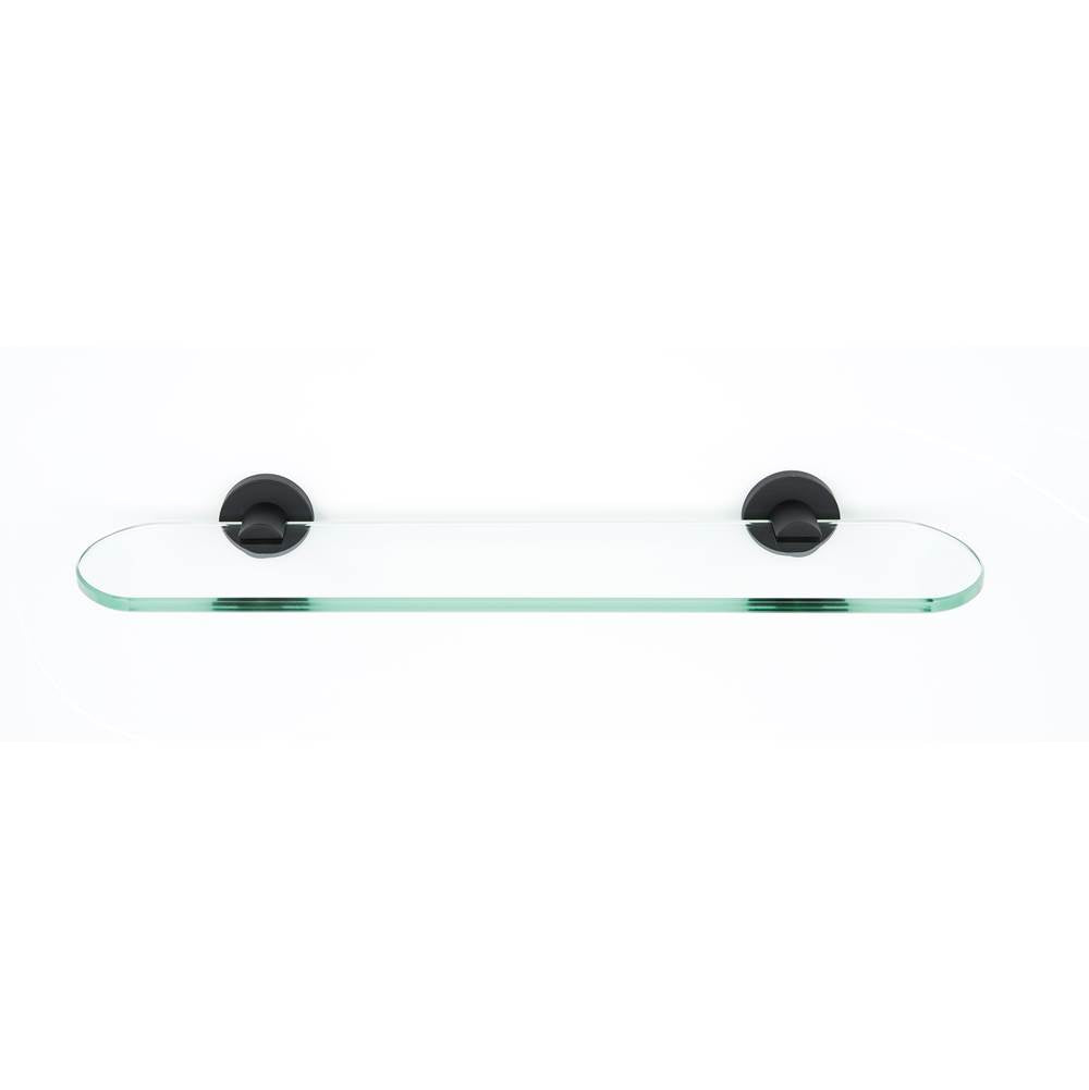 Alno - 18'' Glass Shelf W/Brackets - Matte Black