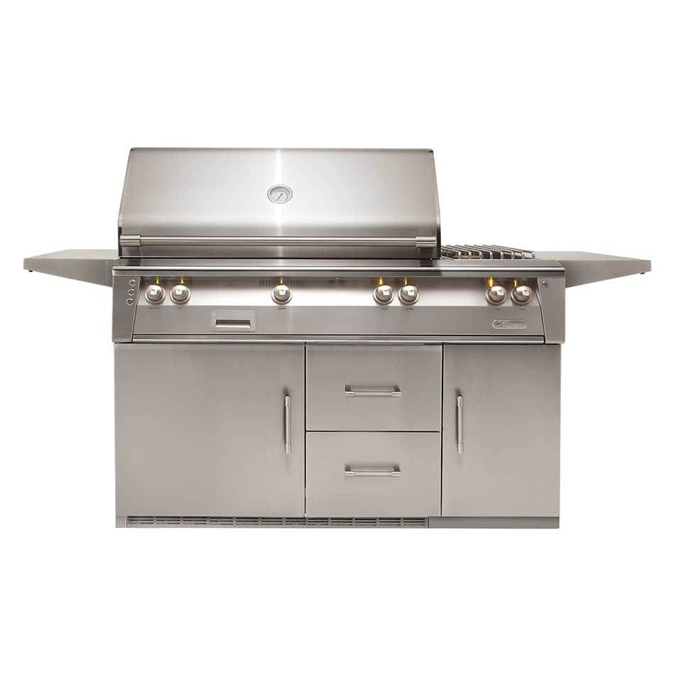 Alfresco - 56'' Sear Zone Grill On Refrigerated Base Dbl Side Burner  - Jet Black-Matte - Jet Black-Matte