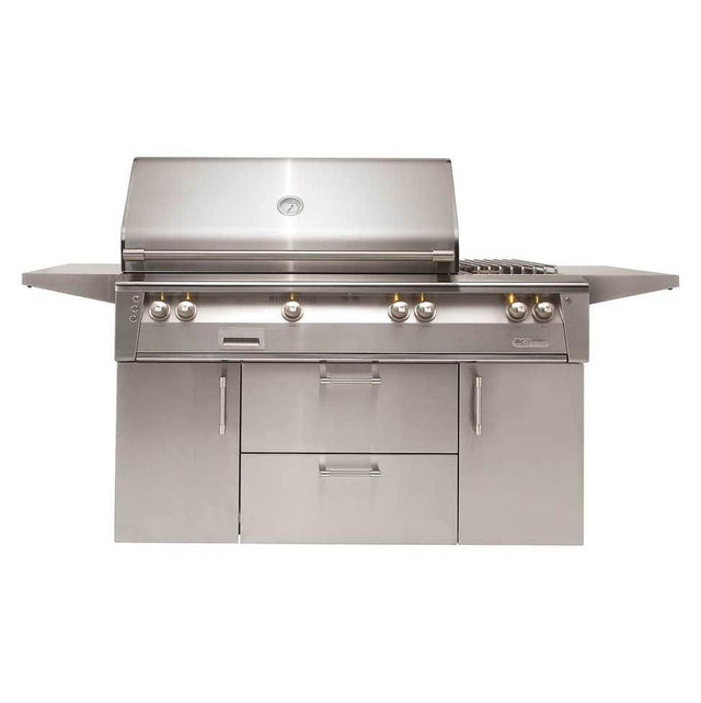 Alfresco - 56'' Searzone Grill w/ Sideburner Cart - Jet Black-Matte - Jet Black-Matte