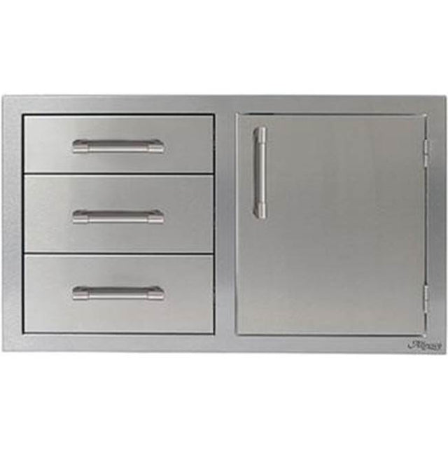 Alfresco - 42'' Door Drawer Combo - Right - Jet Black-Matte - Jet Black-Matte