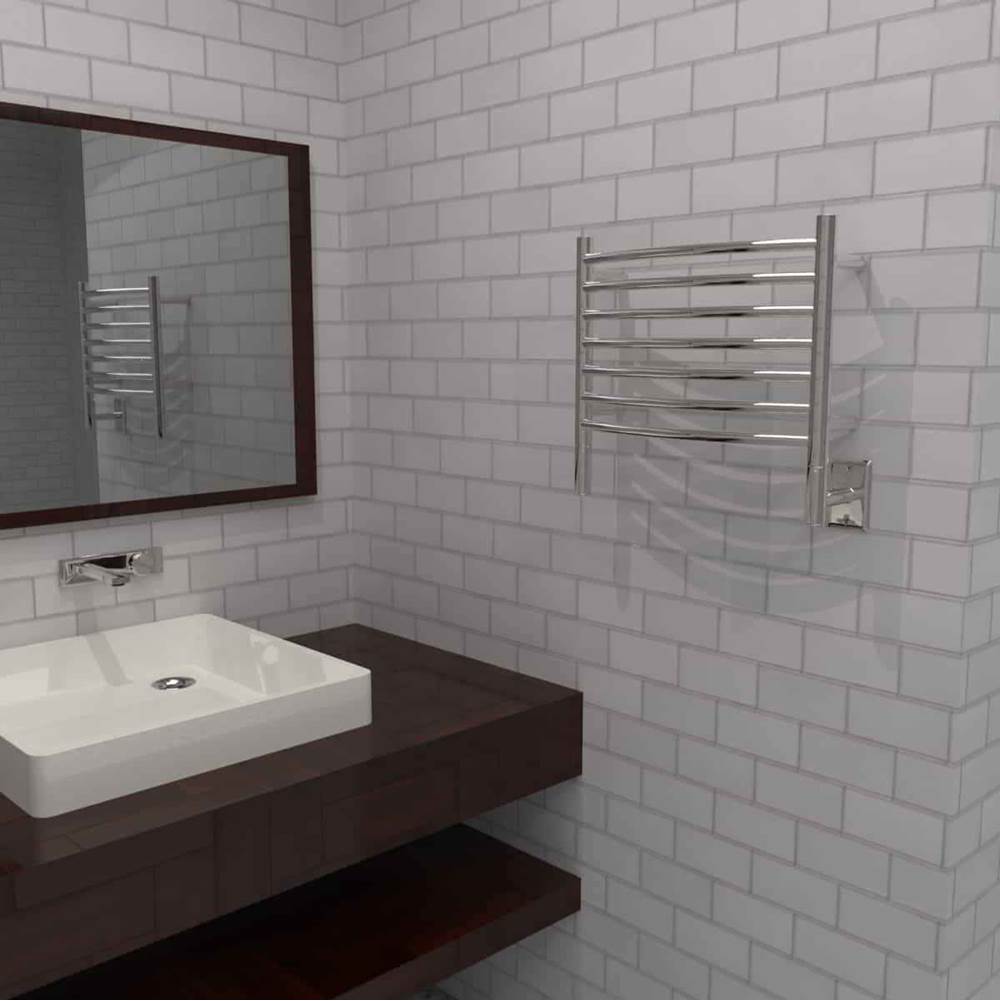 Jeeves Model H Curved 24'' Wide 7 Bar Hardwired Towel Warmer In Brushed