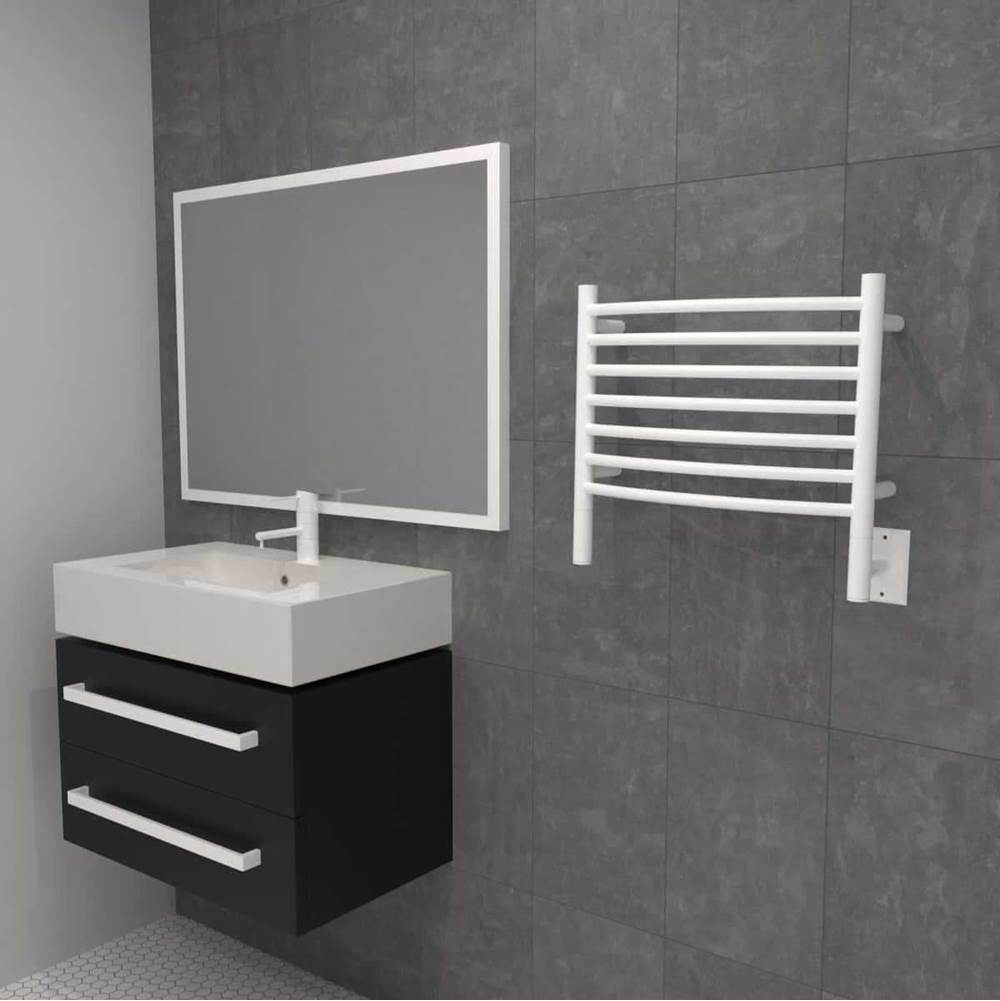 Jeeves Model H Curved 24'' Wide 7 Bar Hardwired Towel Warmer In Brushed
