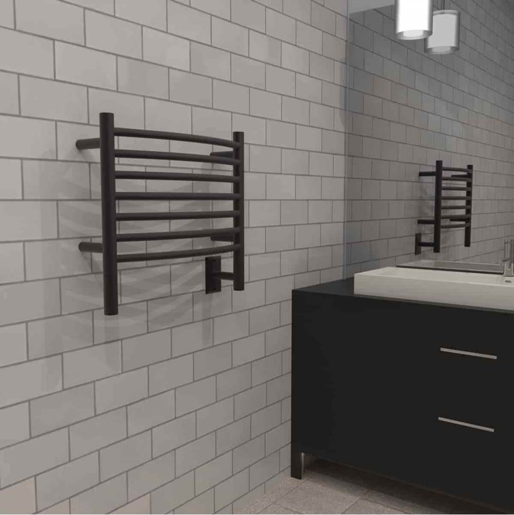 Jeeves Model H Curved 24'' Wide 7 Bar Hardwired Towel Warmer in Matte Black