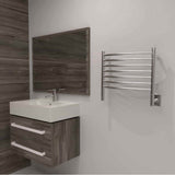 Jeeves Model H Curved 24'' Wide 7 Bar Hardwired Towel Warmer In Brushed