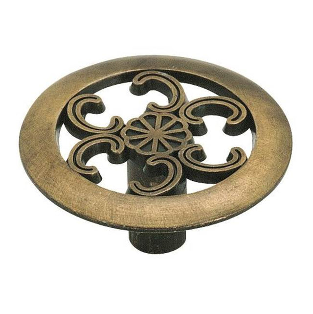 Amerock - Allison Value 1-1/2 in (38 mm) Diameter Antique Brass Cabinet Knob - Antique Brass