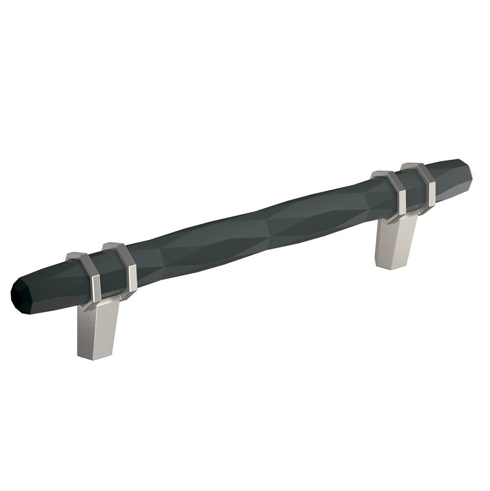 Amerock - London 5-1/16 in (128 mm) Center-to-Center Black Bronze/Satin Nickel Cabinet Pull - Black Bronze/Satin Nickel