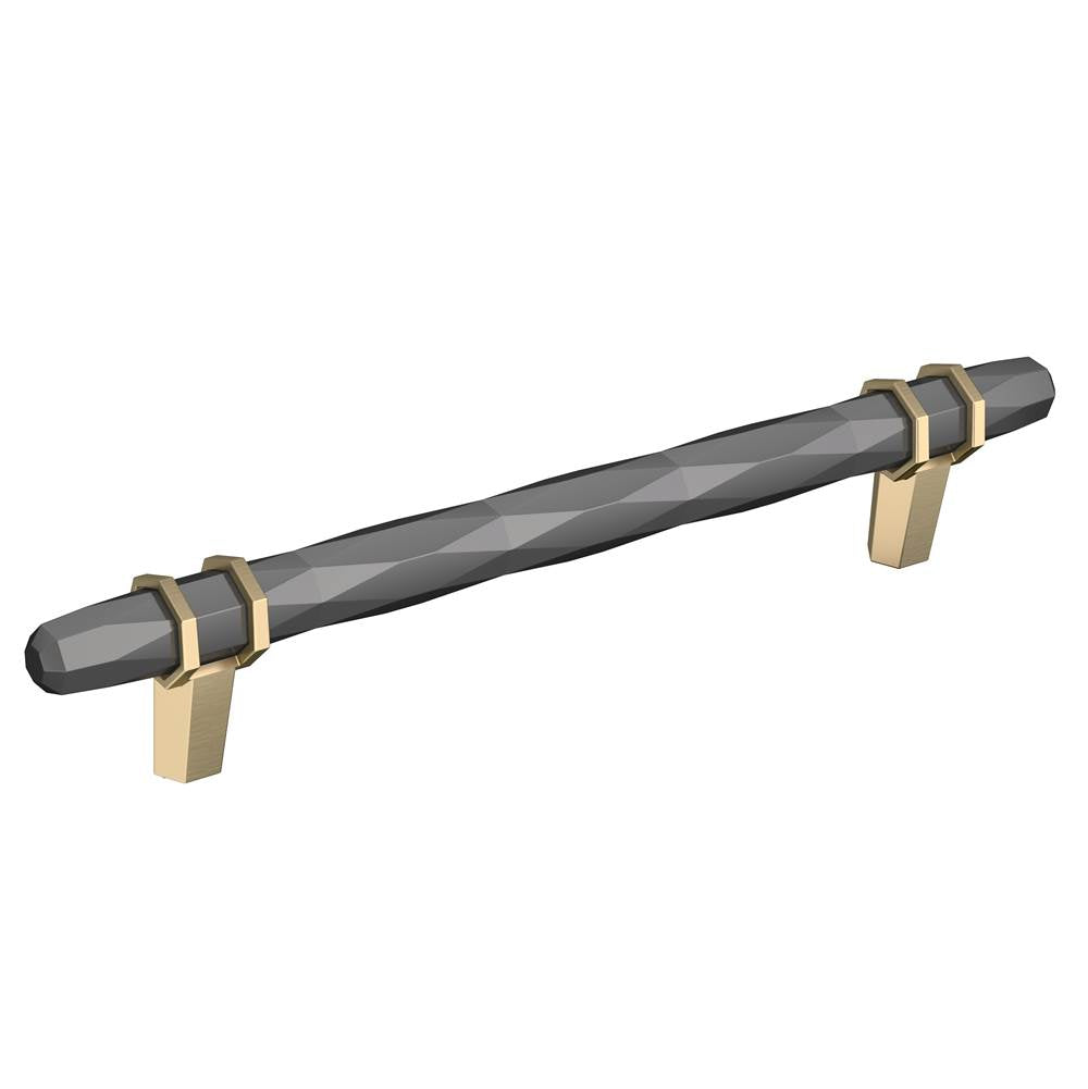 Amerock - London 6-5/16 in (160 mm) Center-to-Center Black Chrome/Golden Champagne Cabinet Pull - Black Chrome/Golden Champagne