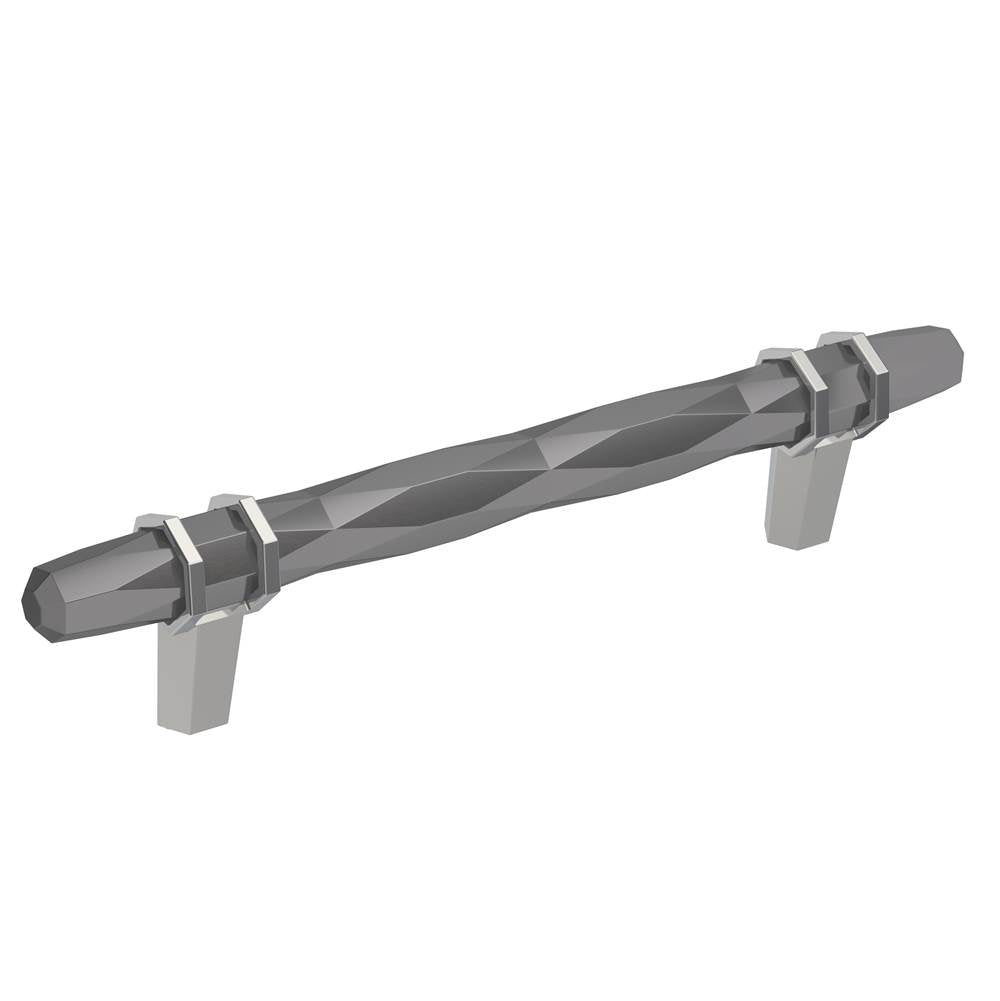 Amerock - London 5-1/16 in (128 mm) Center-to-Center Black Chrome/Polished Chrome Cabinet Pull - Black Chrome/Polished Chrome