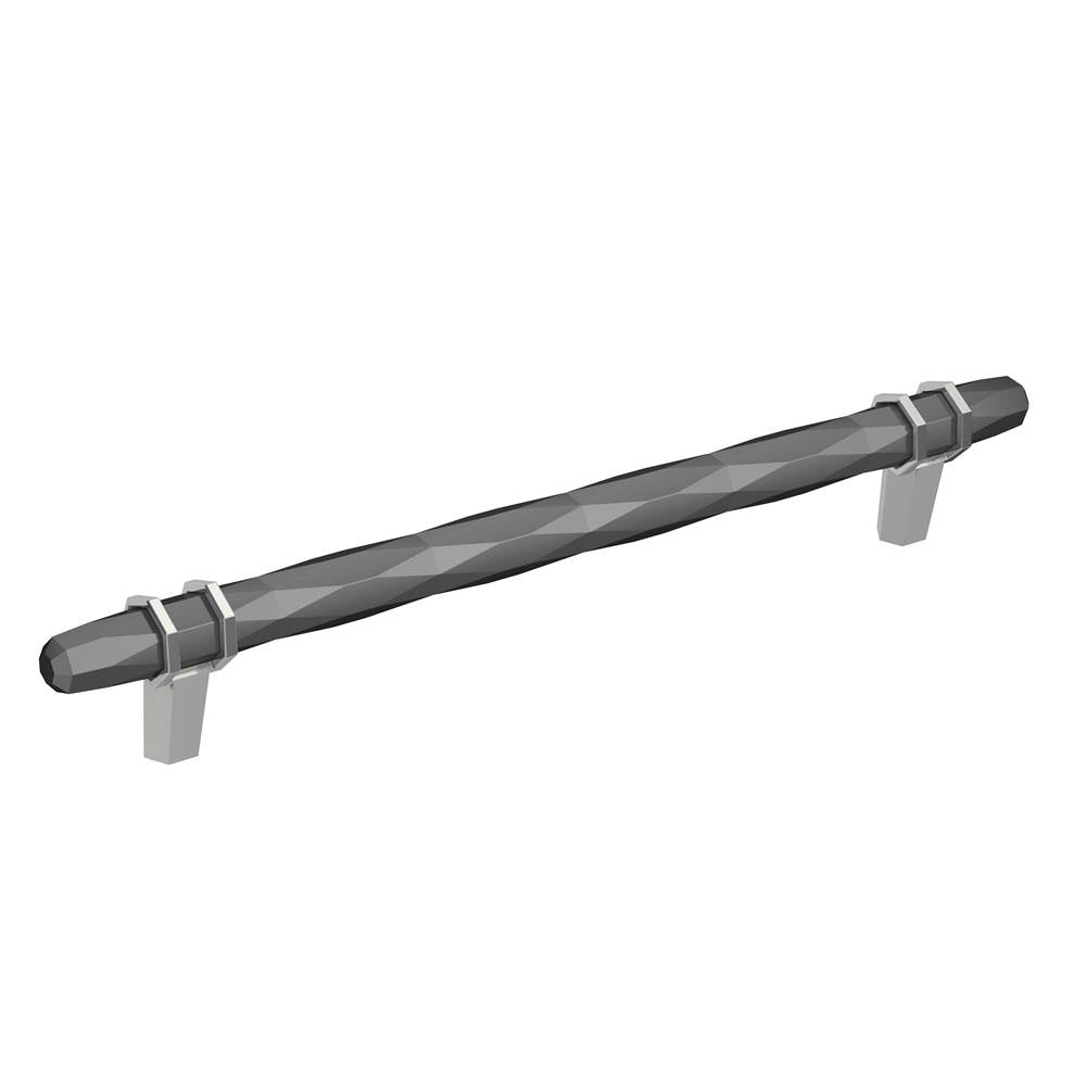 Amerock - London 8 in (203 mm) Center-to-Center Black Chrome/Polished Chrome Cabinet Pull - Black Chrome/Polished Chrome