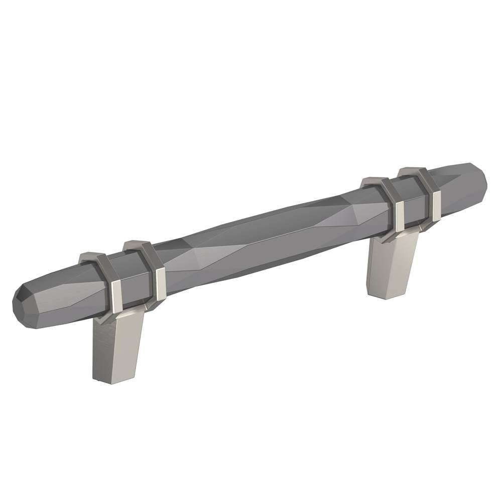 Amerock - London 3-3/4 in (96 mm) Center-to-Center Black Chrome/Satin Nickel Cabinet Pull - Black Chrome/Satin Nickel