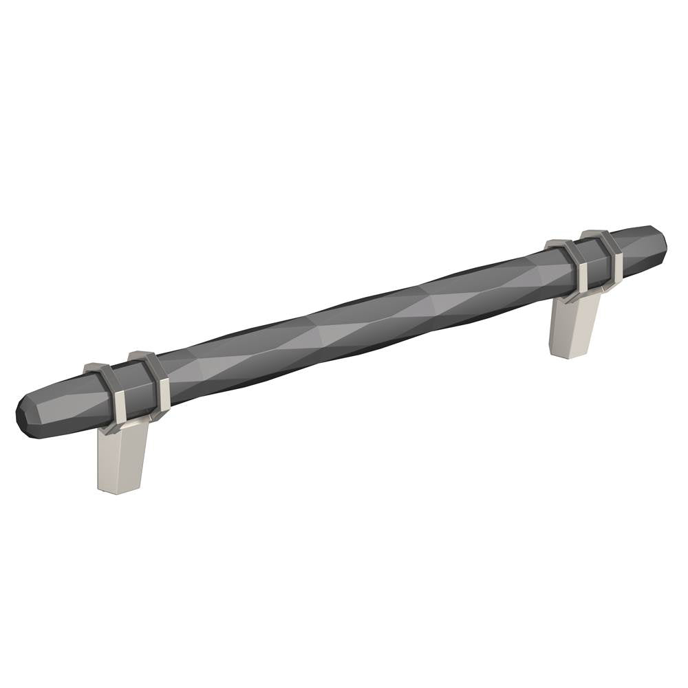 Amerock - London 6-5/16 in (160 mm) Center-to-Center Black Chrome/Satin Nickel Cabinet Pull - Black Chrome/Satin Nickel