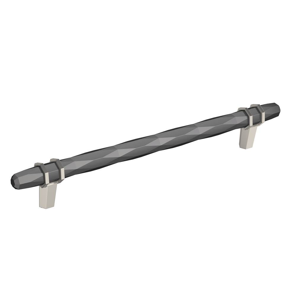 Amerock - London 8 in (203 mm) Center-to-Center Black Chrome/Satin Nickel Cabinet Pull - Black Chrome/Satin Nickel