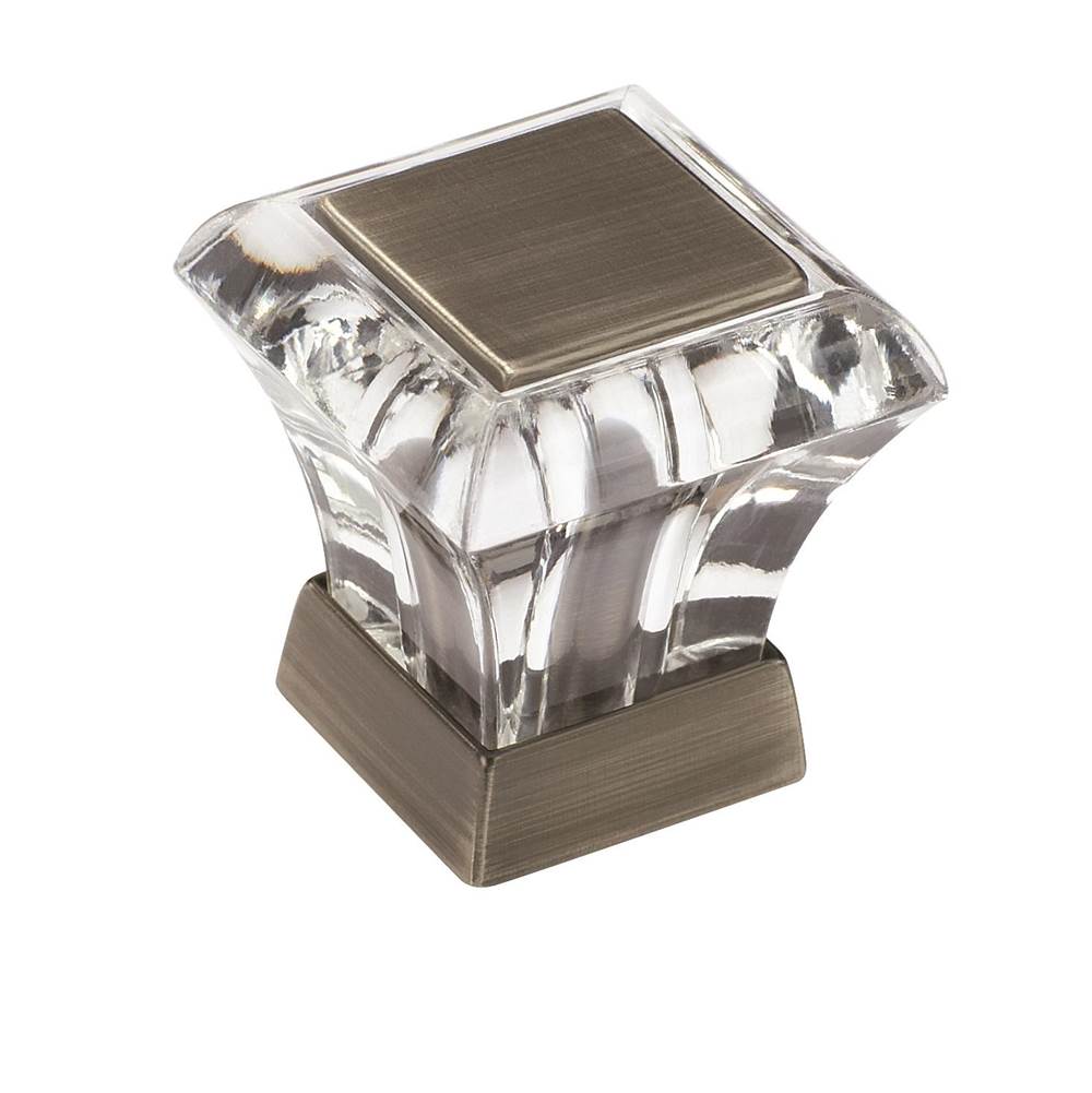 Amerock - Abernathy 1-1/16 in (27 mm) Length Clear/Antique Silver Cabinet Knob - Clear/Antique Silver