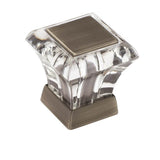 Amerock - Abernathy 1-1/16 in (27 mm) Length Clear/Antique Silver Cabinet Knob - Clear/Antique Silver