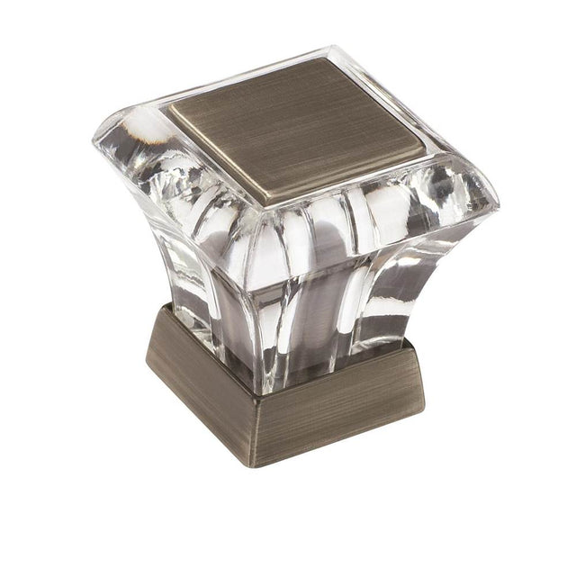 Amerock - Abernathy 1-1/16 in (27 mm) Length Clear/Antique Silver Cabinet Knob - Clear/Antique Silver