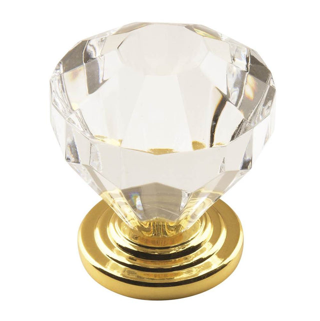 Amerock - Traditional Classics 1-1/4 in (32 mm) Diameter Clear/Burnished Brass Cabinet Knob - Clear/Burnished Brass