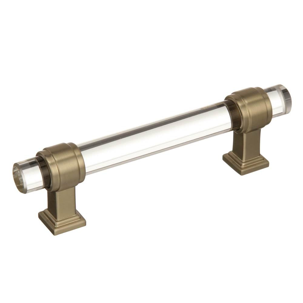 Amerock - Glacio 3-3/4 in (96 mm) Center-to-Center Clear/Golden Champagne Cabinet Pull - Clear/Golden Champagne