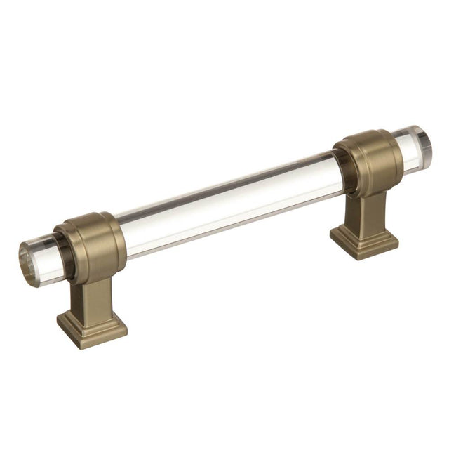 Amerock - Glacio 3-3/4 in (96 mm) Center-to-Center Clear/Golden Champagne Cabinet Pull - Clear/Golden Champagne