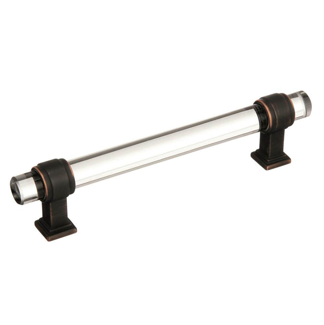 Amerock - Glacio 5-1/16 in (128 mm) Center-to-Center Clear/Oil-Rubbed Bronze Cabinet Pull - Clear/Oil-Rubbed Bronze
