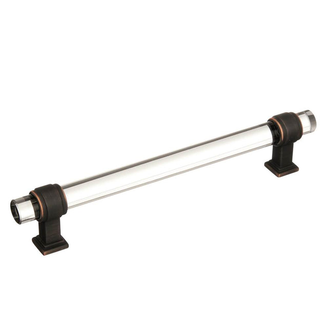 Amerock - Glacio 6-5/16 in (160 mm) Center-to-Center Clear/Oil-Rubbed Bronze Cabinet Pull - Clear/Oil-Rubbed Bronze