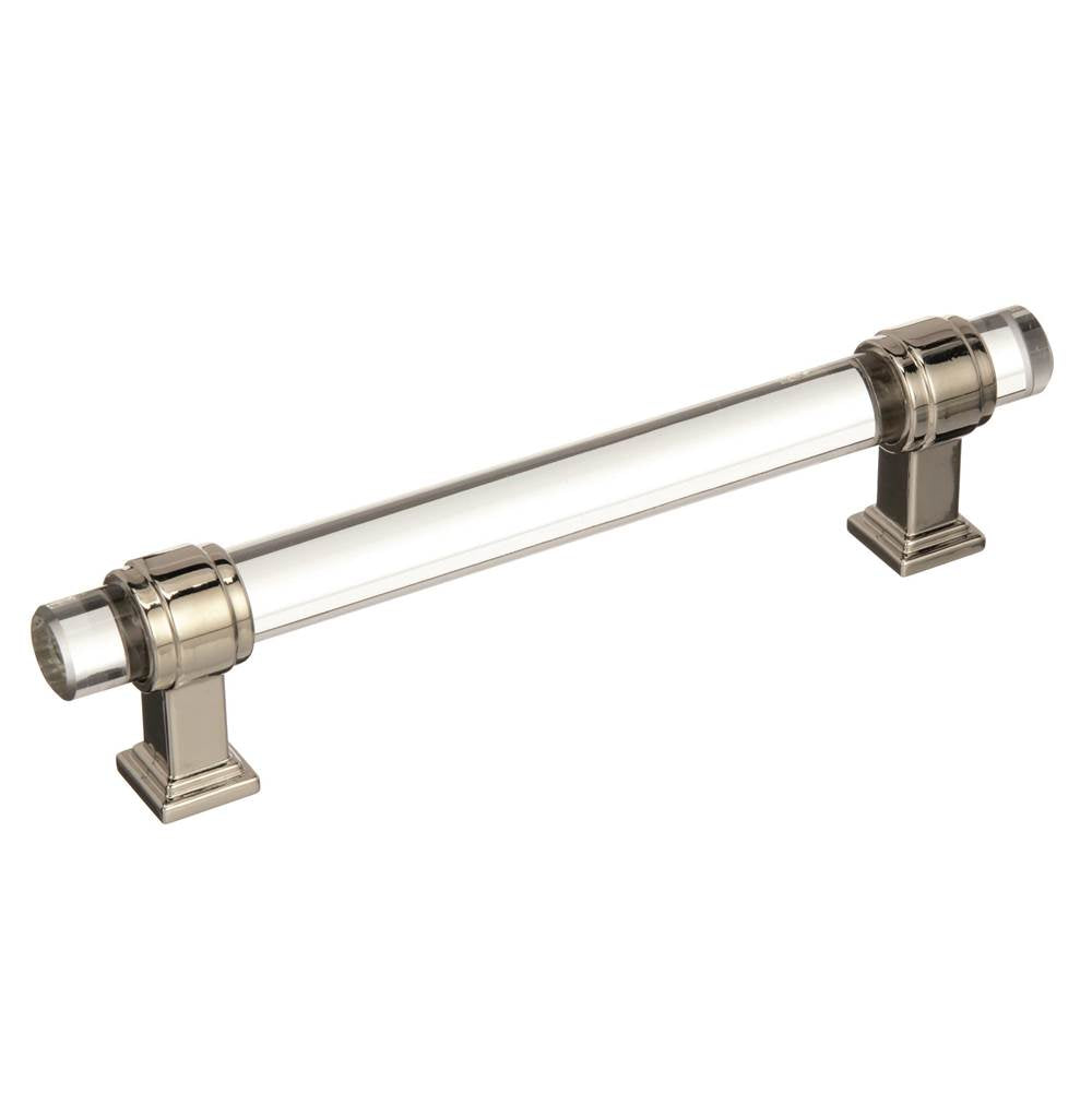 Amerock - Glacio 5-1/16 in (128 mm) Center-to-Center Clear/Polished Nickel Cabinet Pull - Clear/Polished Nickel