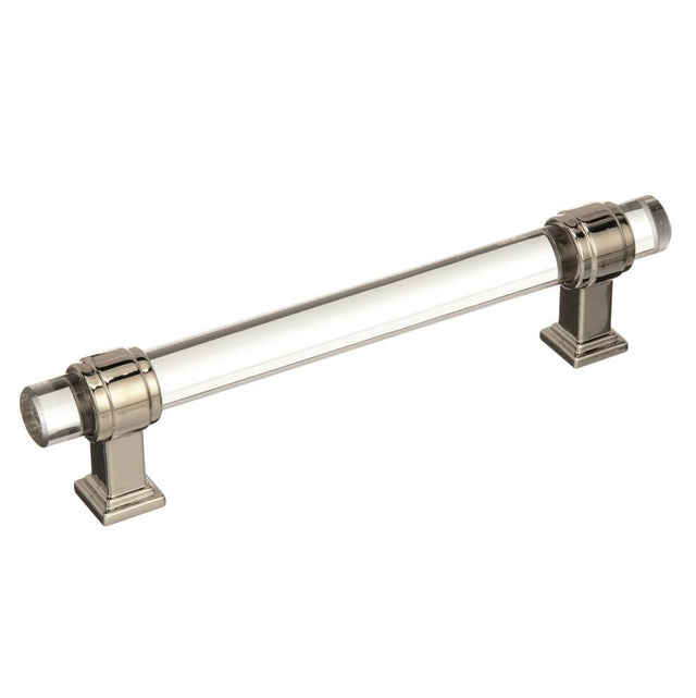 Amerock - Glacio 5-1/16 in (128 mm) Center-to-Center Clear/Polished Nickel Cabinet Pull - Clear/Polished Nickel