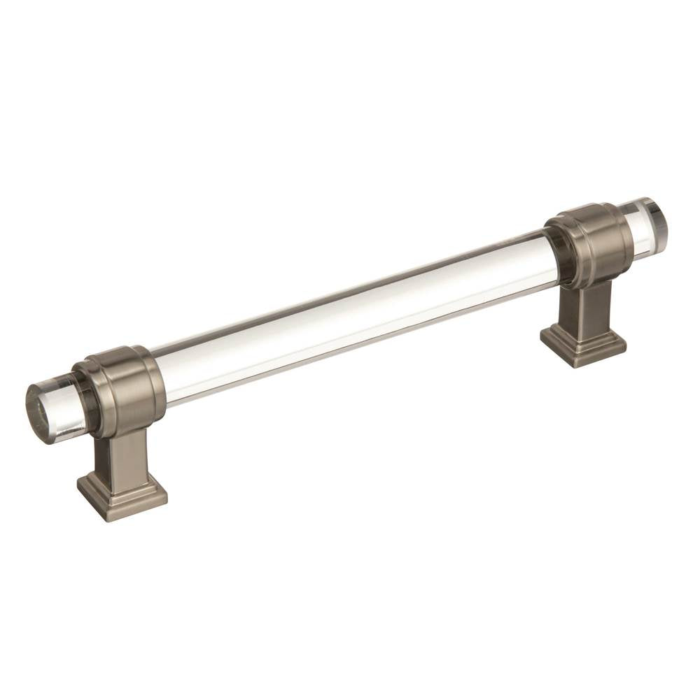 Amerock - Glacio 5-1/16 in (128 mm) Center-to-Center Clear/Satin Nickel Cabinet Pull - Clear/Satin NickelÂ 