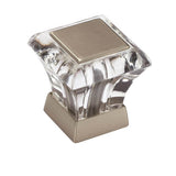 Amerock - Abernathy 1-1/16 in (27 mm) Length Clear/Satin Nickel Cabinet Knob - Clear/Satin NickelÂ 