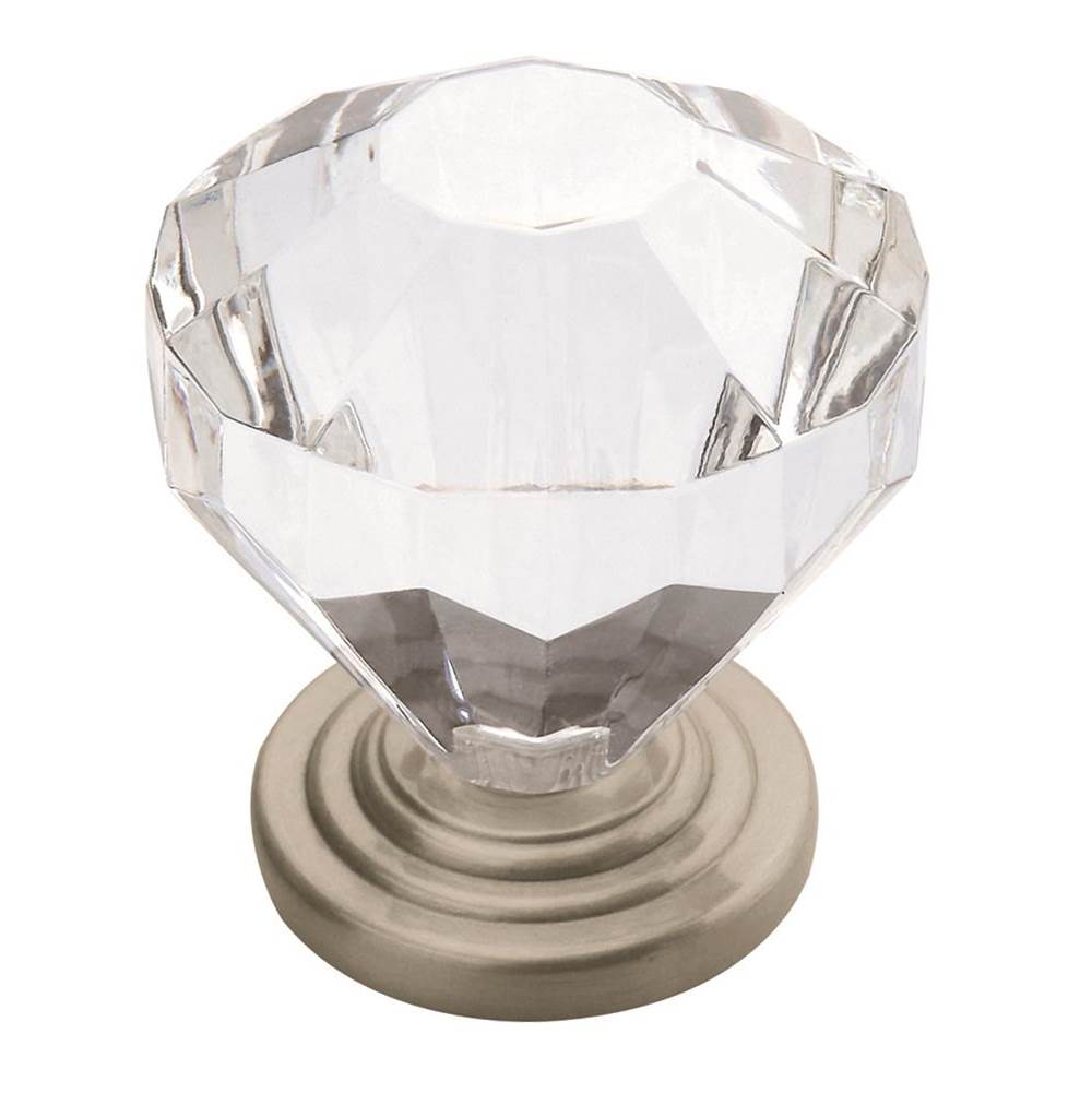 Amerock - Traditional Classics 1-1/4 in (32 mm) Diameter Clear/Satin Nickel Cabinet Knob - Satin Nickel