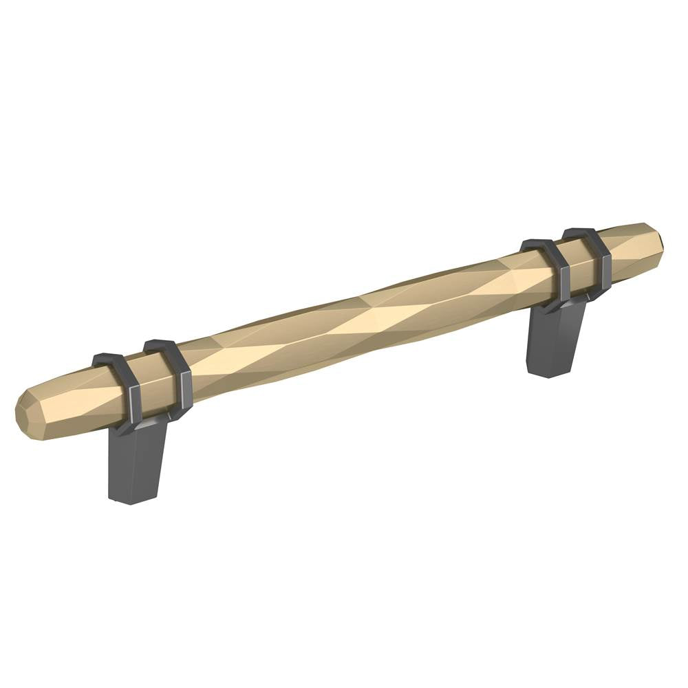 Amerock - London 5-1/16 in (128 mm) Center-to-Center Golden Champagne/Black Chrome Cabinet Pull - Golden Champagne/Black Chrome