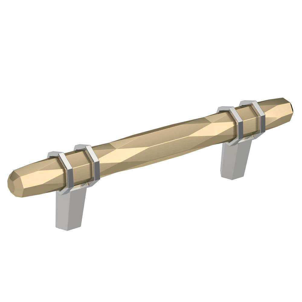 Amerock - London 3-3/4 in (96 mm) Center-to-Center Golden Champagne/Polished Chrome Cabinet Pull - Golden Champagne/Polished Chrome