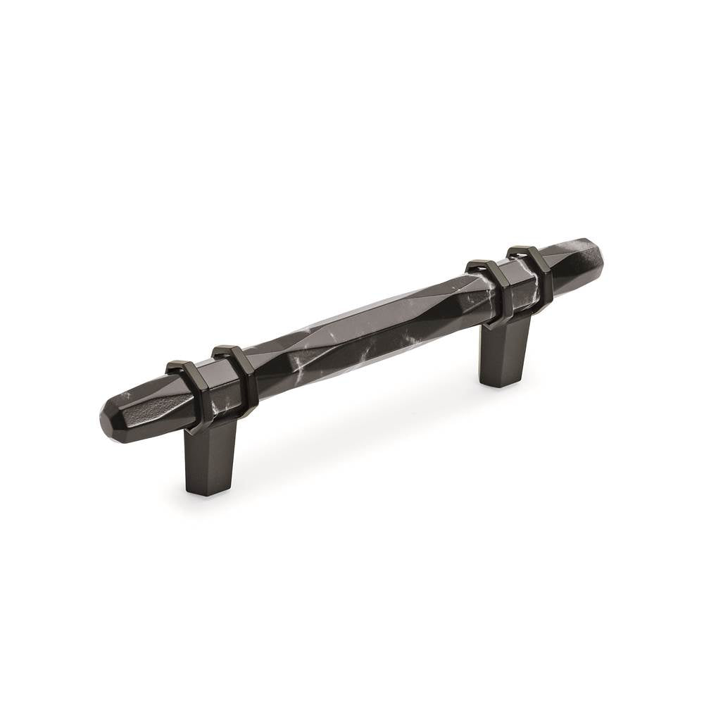 Amerock - Carrione 3-3/4 in (96 mm) Center-to-Center Marble Black/Black Bronze Cabinet Pull - Marble Black/Black Bronze