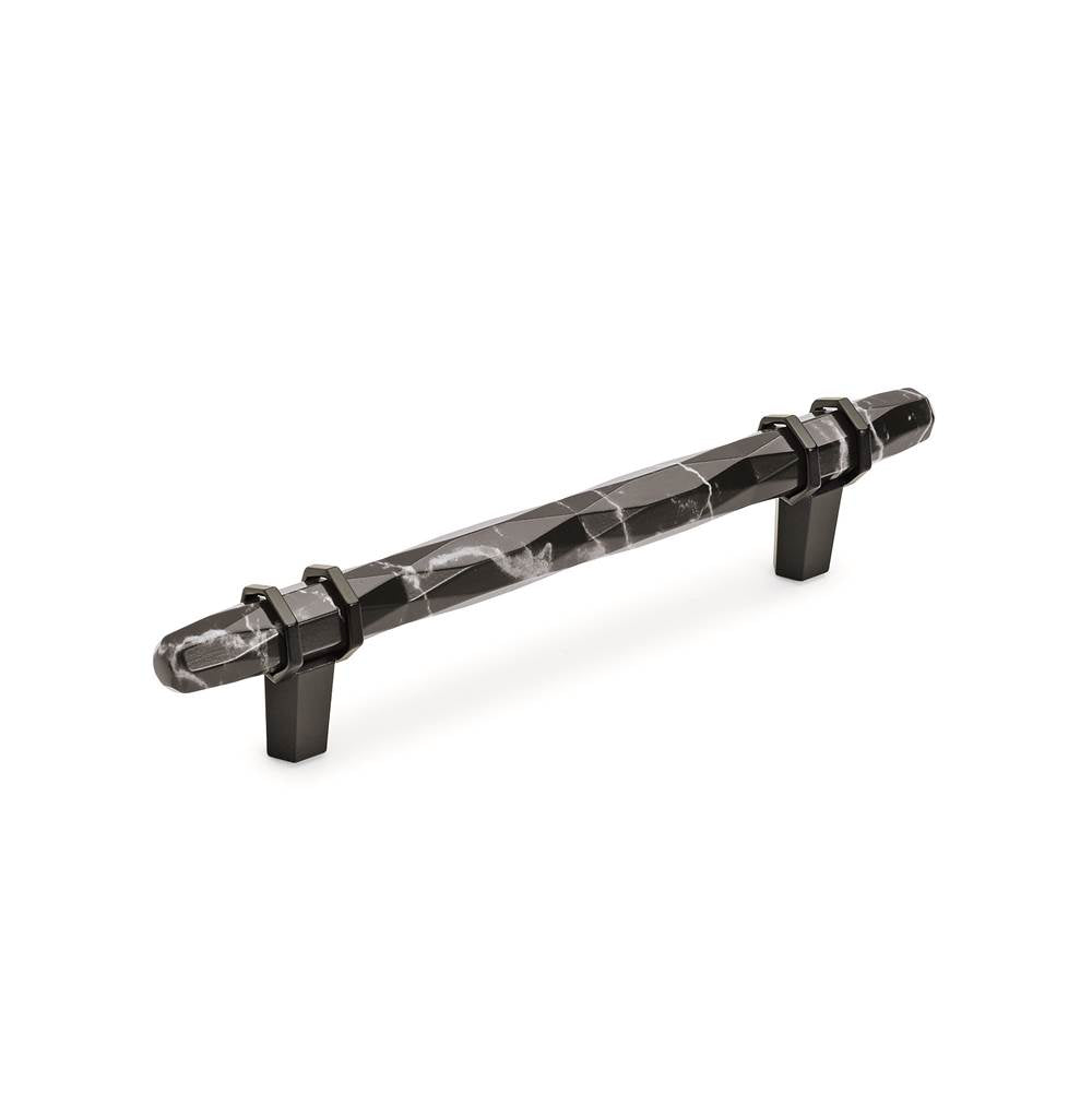 Amerock - Carrione 5-1/16 in (128 mm) Center-to-Center Marble Black/Black Bronze Cabinet Pull - Marble Black/Black Bronze