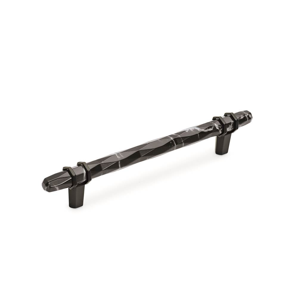 Amerock - Carrione 6-5/16 in (160 mm) Center-to-Center Marble Black/Black Bronze Cabinet Pull - Marble Black/Black Bronze