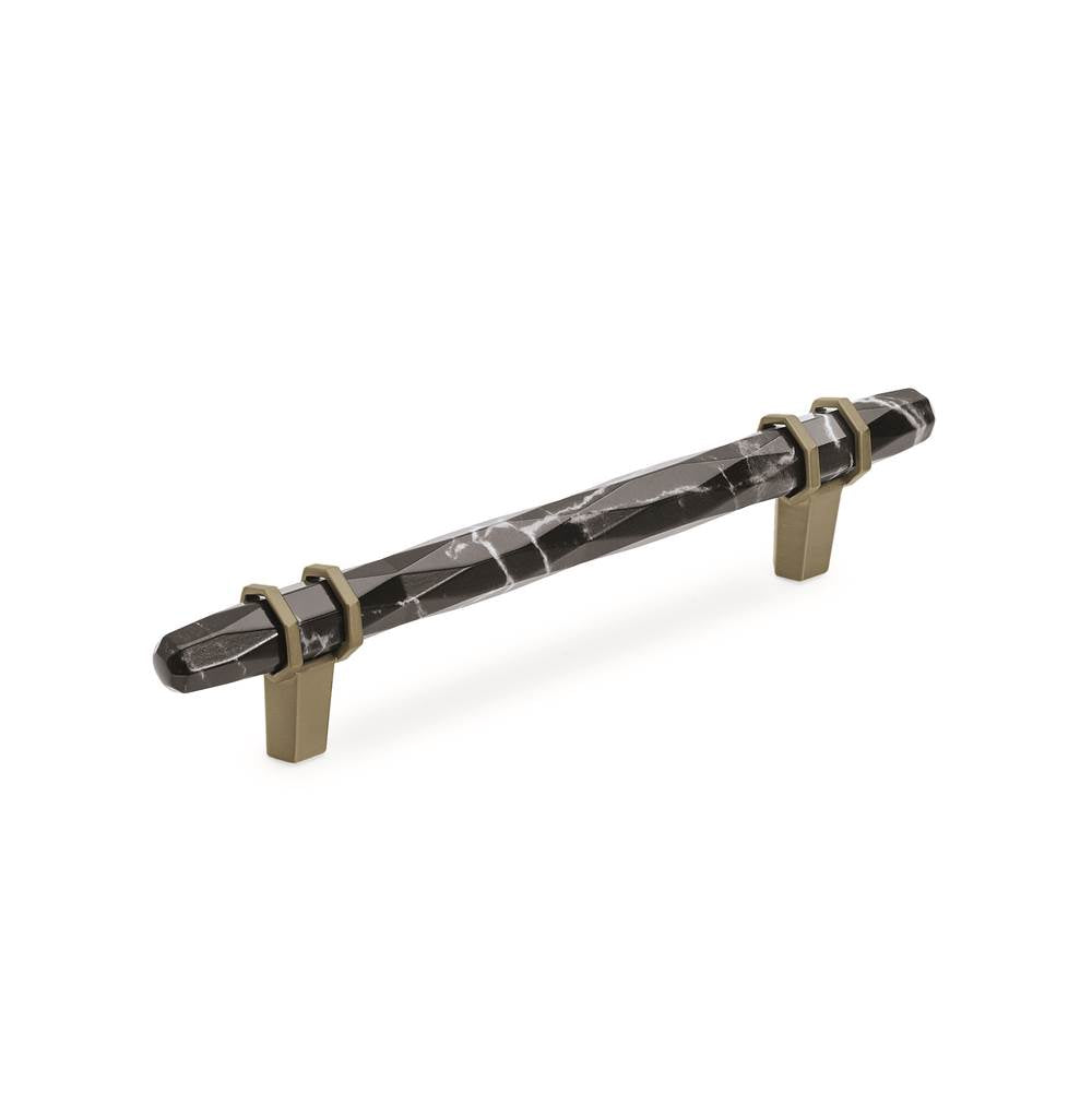 Amerock - Carrione 5-1/16 in (128 mm) Center-to-Center Marble Black/Golden Champagne Cabinet Pull - Marble Black/Golden Champagne