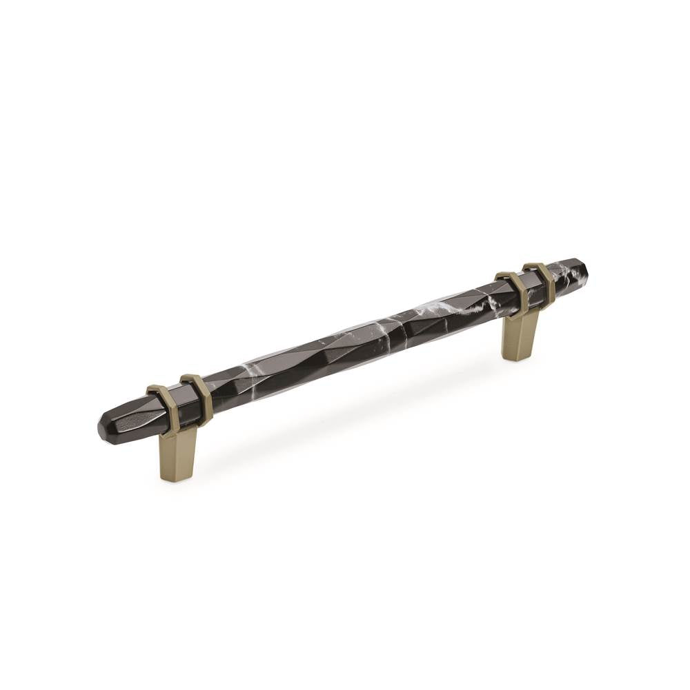 Amerock - Carrione 6-5/16 in (160 mm) Center-to-Center Marble Black/Golden Champagne Cabinet Pull - Marble Black/Golden Champagne
