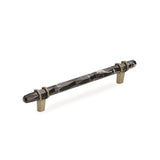 Amerock - Carrione 6-5/16 in (160 mm) Center-to-Center Marble Black/Golden Champagne Cabinet Pull - Marble Black/Golden Champagne