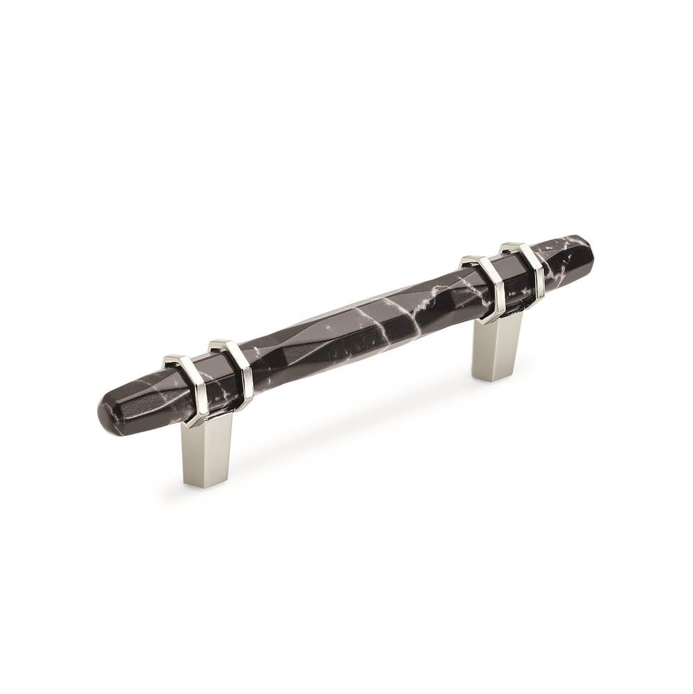 Amerock - Carrione 3-3/4 in (96 mm) Center-to-Center Marble Black/Polished Nickel Cabinet Pull - Marble Black/Polished Nickel