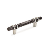 Amerock - Carrione 3-3/4 in (96 mm) Center-to-Center Marble Black/Polished Nickel Cabinet Pull - Marble Black/Polished Nickel