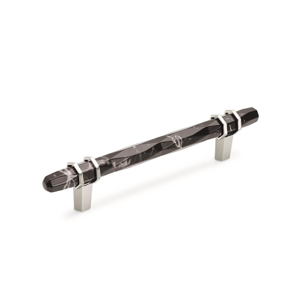 Amerock - Carrione 5-1/16 in (128 mm) Center-to-Center Marble Black/Polished Nickel Cabinet Pull - Marble Black/Polished Nickel