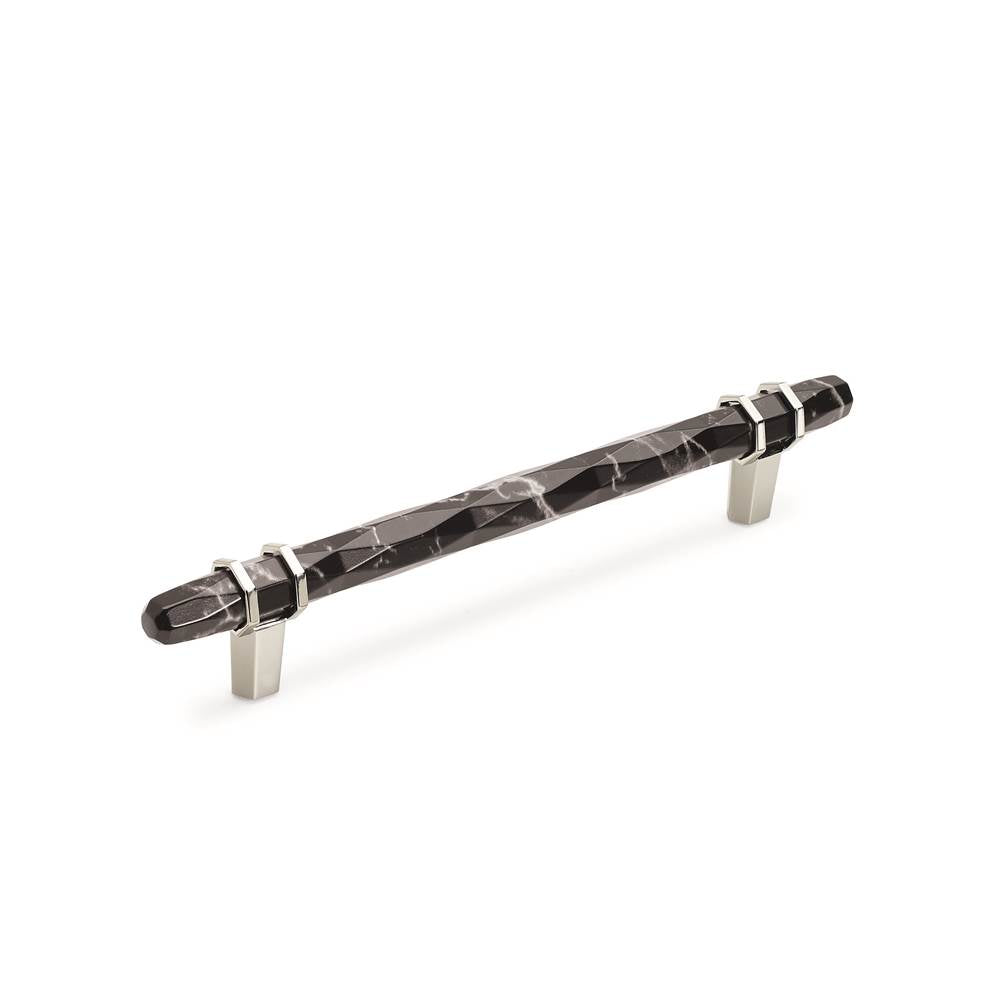 Amerock - Carrione 6-5/16 in (160 mm) Center-to-Center Marble Black/Polished Nickel Cabinet Pull - Marble Black/Polished Nickel