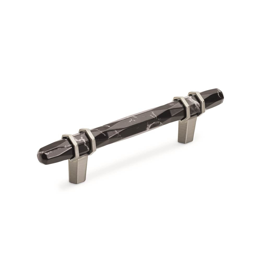 Amerock - Carrione 3-3/4 in (96 mm) Center-to-Center Marble Black/Satin Nickel Cabinet Pull - Marble Black/Satin Nickel
