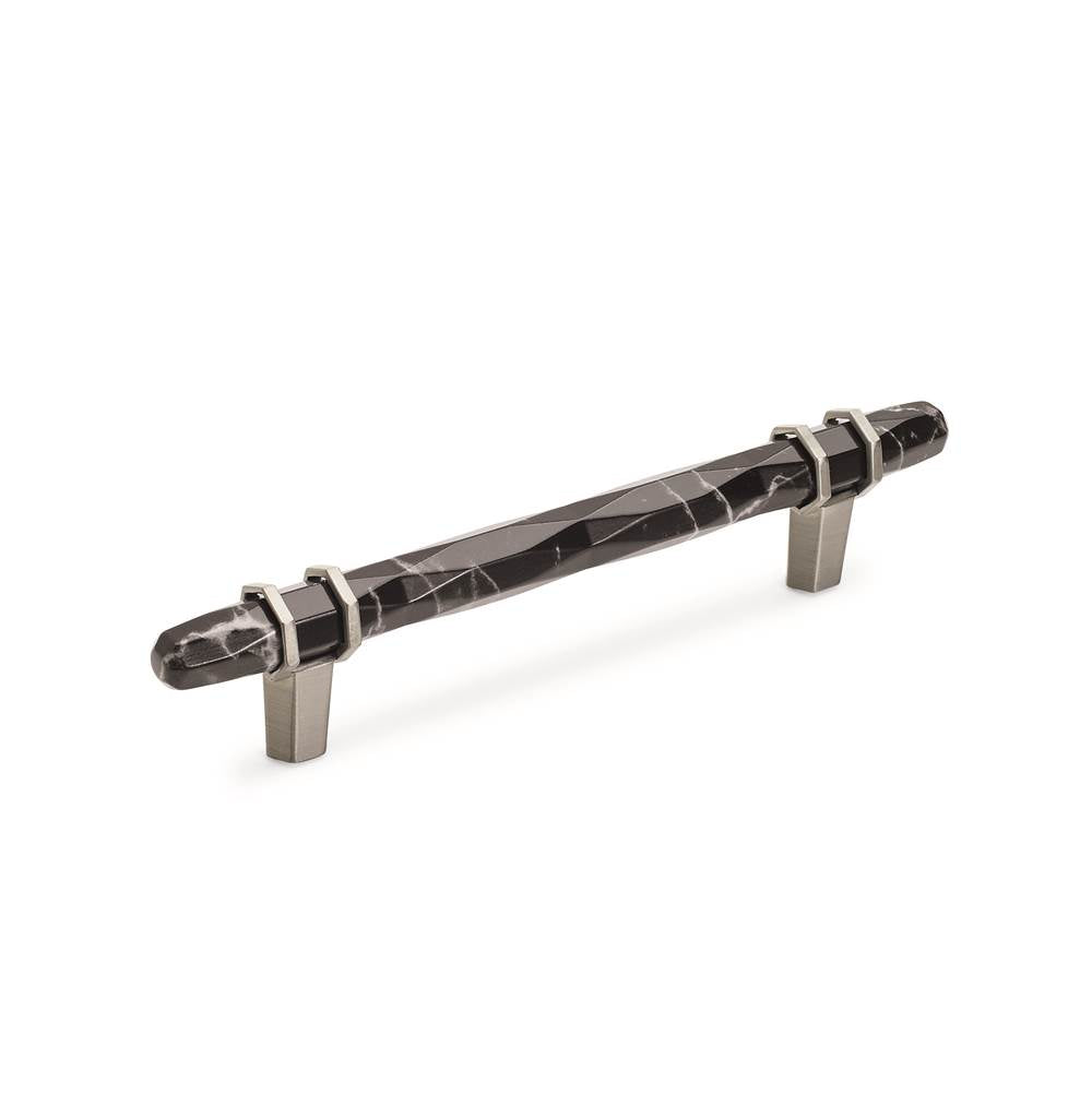 Amerock - Carrione 5-1/16 in (128 mm) Center-to-Center Marble Black/Satin Nickel Cabinet Pull - Marble Black/Satin Nickel