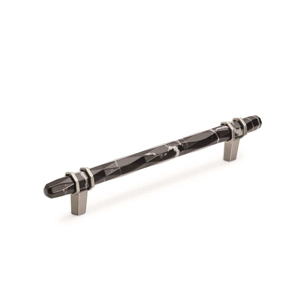 Amerock - Carrione 6-5/16 in (160 mm) Center-to-Center Marble Black/Satin Nickel Cabinet Pull - Marble Black/Satin Nickel