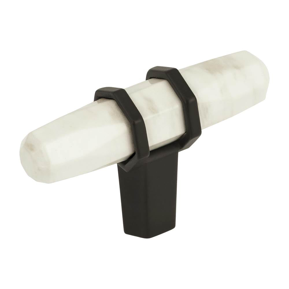 Amerock - Carrione 2-1/2 in (64 mm) Length Marble White/Black Bronze Cabinet Knob - Marble White/Black Bronze