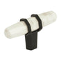 Amerock - Carrione 2-1/2 in (64 mm) Length Marble White/Black Bronze Cabinet Knob - Marble White/Black Bronze
