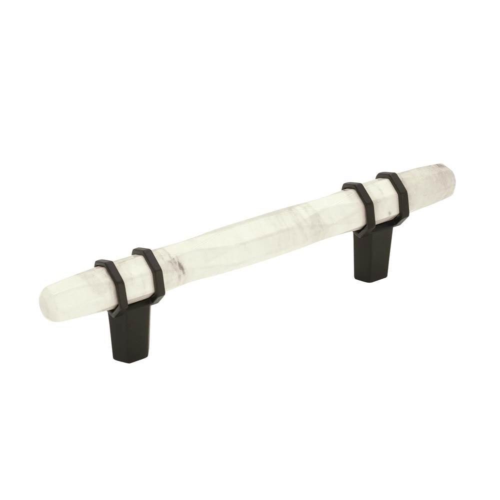 Amerock - Carrione 3-3/4 in (96 mm) Center-to-Center Marble White/Black Bronze Cabinet Pull - Marble White/Black Bronze